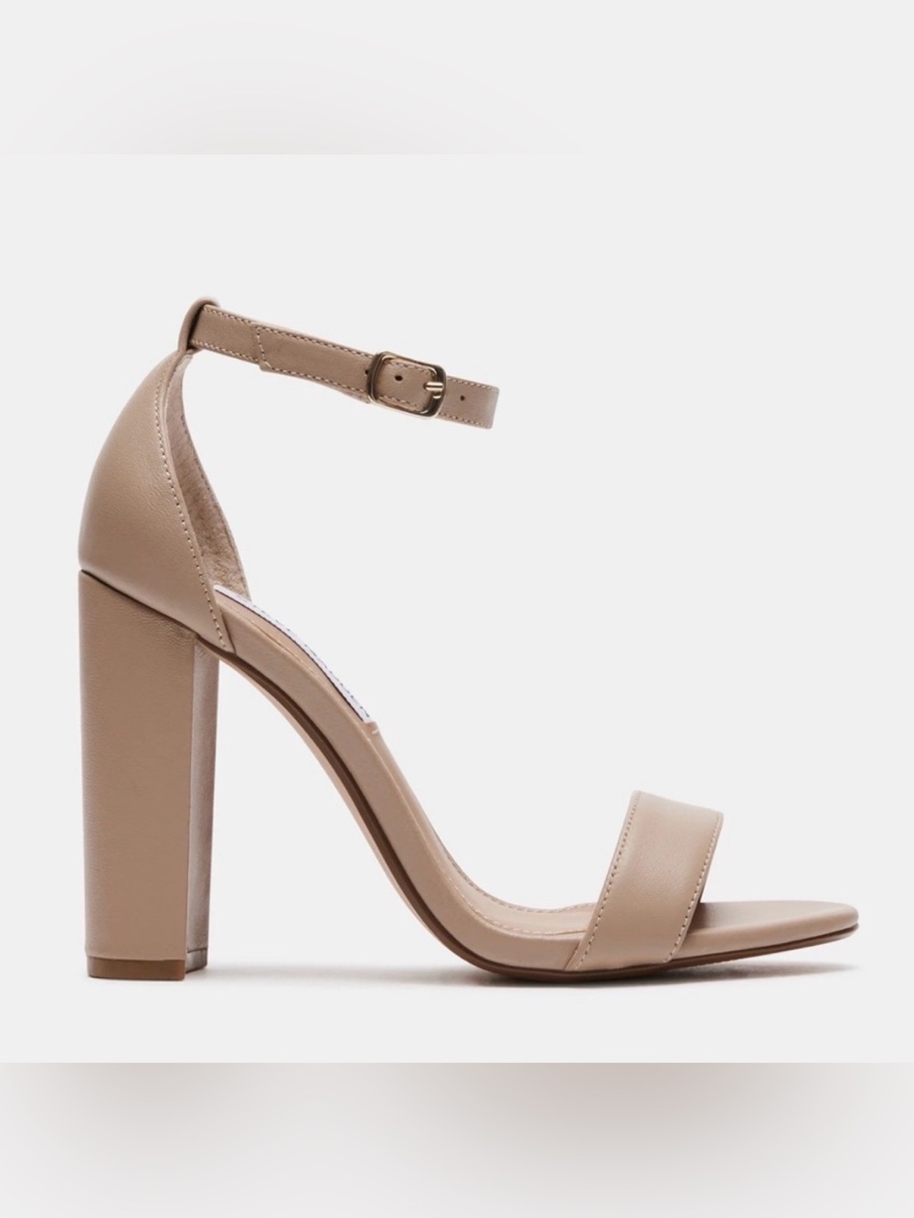 Steve Madden Block Heel Ankle Strap Sandal – Nude, Size 7.5